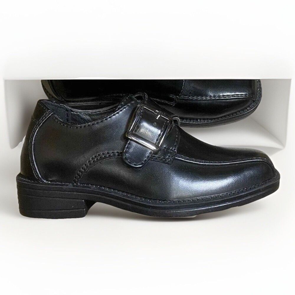 Mario Lopez Boys Toddler Baby Dress Shoes Shiny Black Formal Loafers sz 6T - Picture 1 of 7